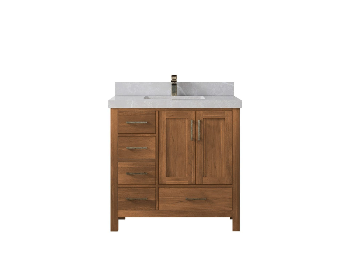 Malibu Teak Wood 36 in. W x 22 in. D Center Sink Bathroom Vanity