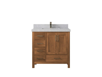 Malibu Teak Wood 36 in. W x 22 in. D Center Sink Bathroom Vanity