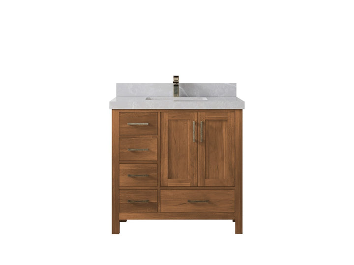 Malibu Teak Wood 36 in. W x 22 in. D Center Sink Bathroom Vanity - photo 18