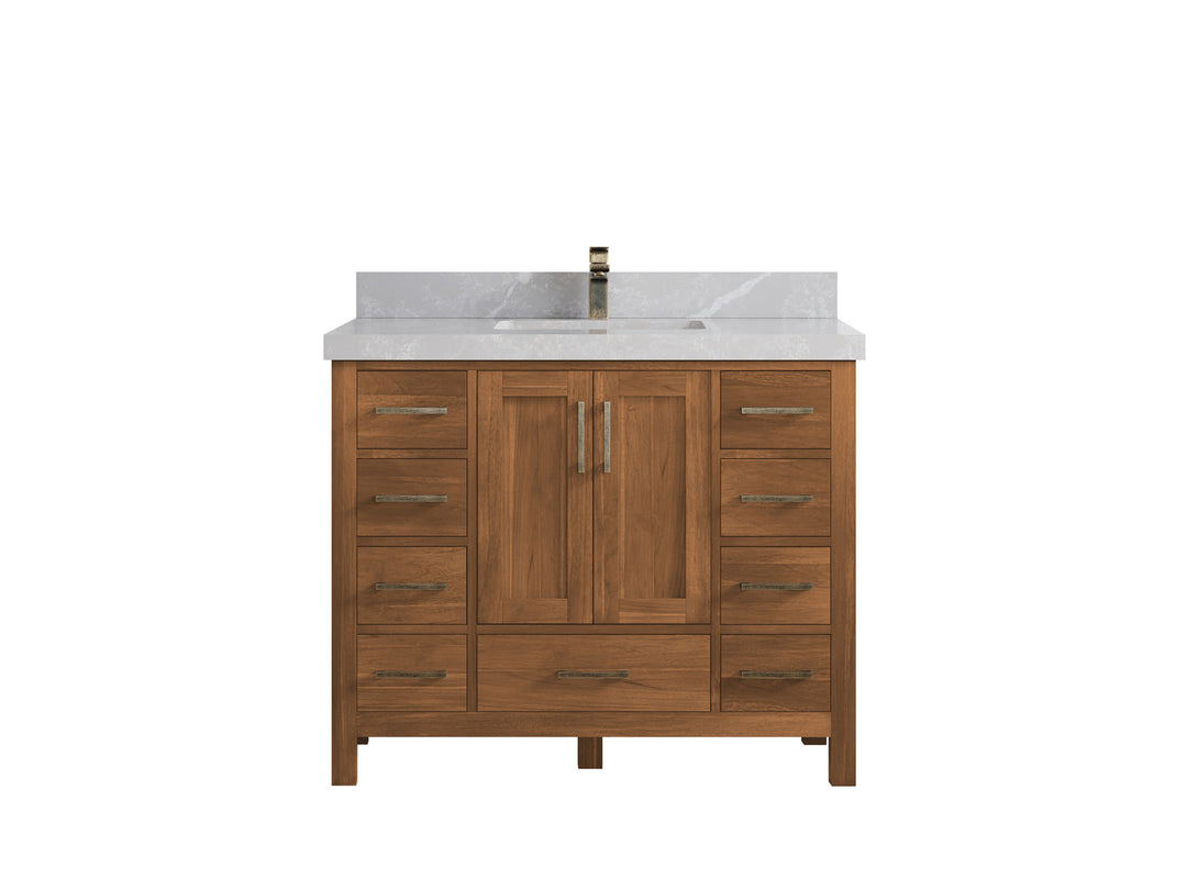 Malibu Teak Wood 42 in. W x 22 in. D Single Sink Bathroom Vanity