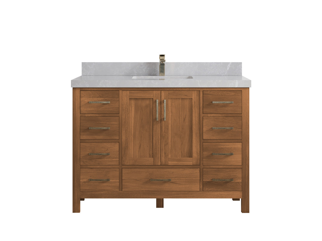 Malibu Teak Wood 48 in. W x 22 in. D Single Sink Bathroom Vanity