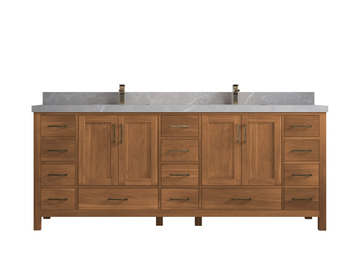 Malibu Teak Wood 84 in. W x 22 in. D Double Sink Bathroom Vanity - photo 35