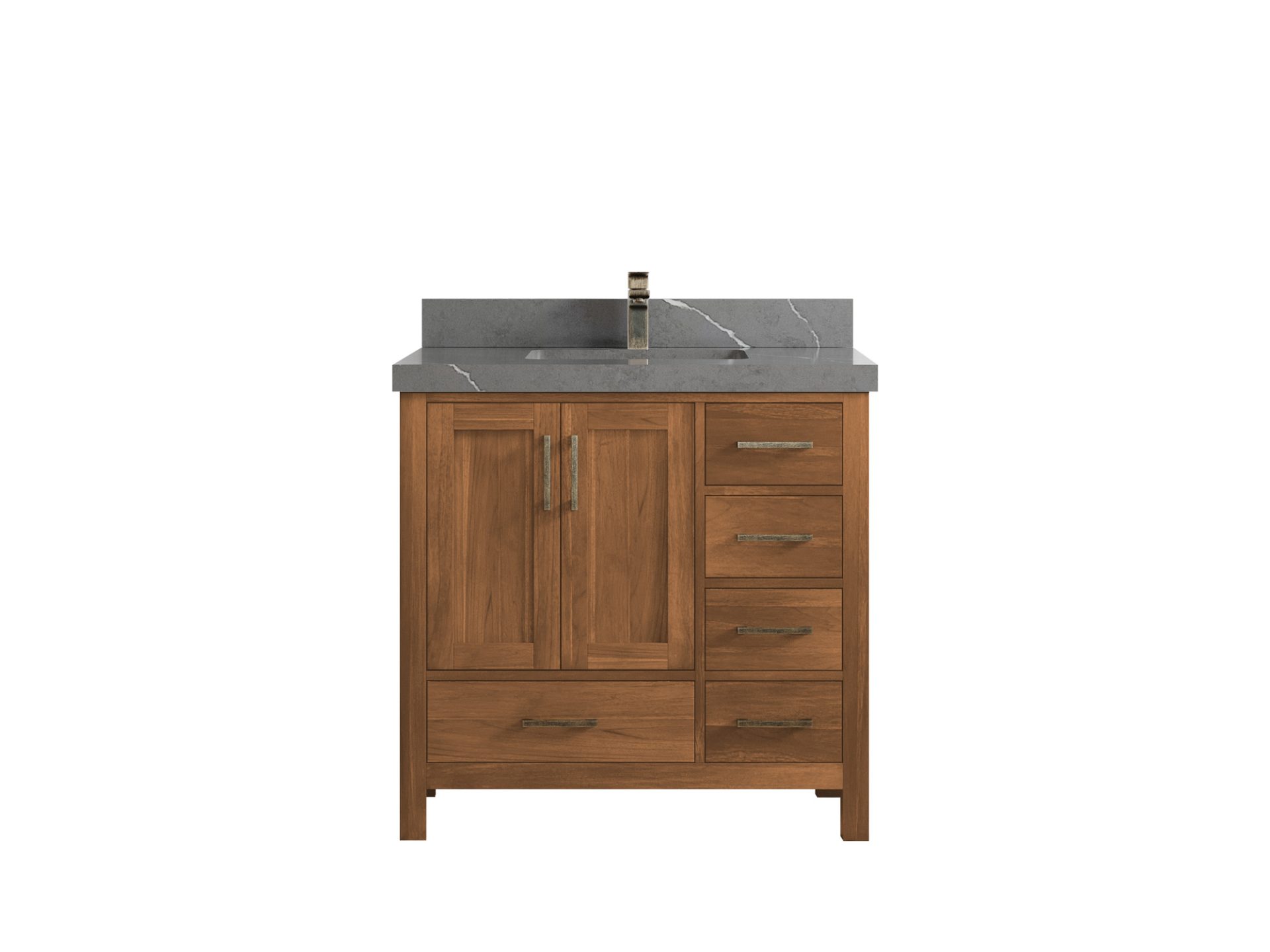 Malibu Teak Wood 36 in. W x 22 in. D Center Sink Bathroom Vanity