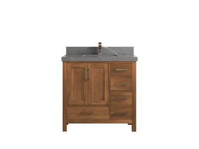 Malibu Teak Wood 36 in. W x 22 in. D Center Sink Bathroom Vanity