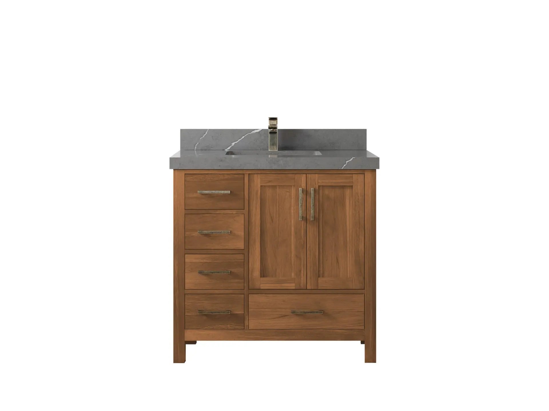 Malibu Teak Wood 36 in. W x 22 in. D Center Sink Bathroom Vanity
