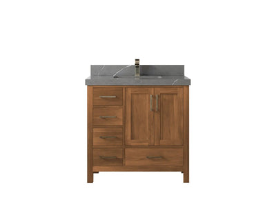 Malibu Teak Wood 36 in. W x 22 in. D Center Sink Bathroom Vanity