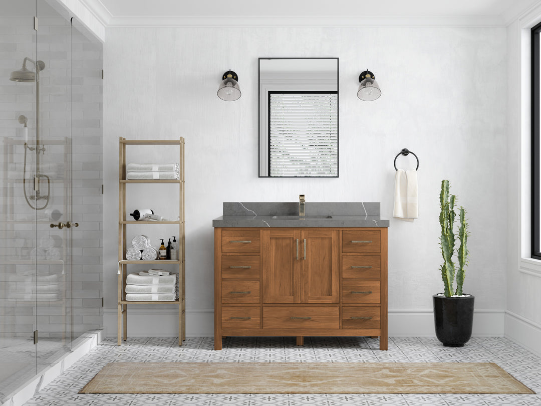Malibu Teak Wood 48 in. W x 22 in. D Single Sink Bathroom Vanity