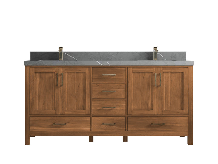 Malibu Teak Wood 72 in. W x 22 in. D Double Sink Bathroom Vanity - photo 35