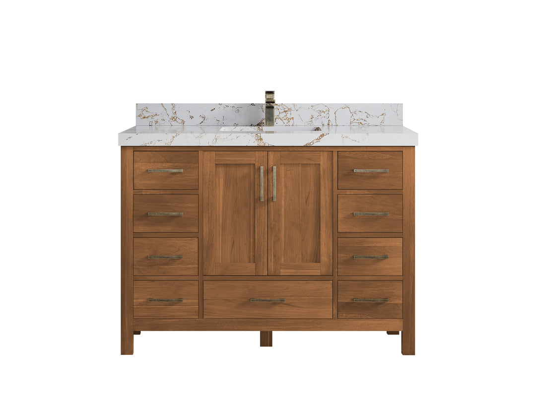 Malibu Teak Wood 48 in. W x 22 in. D Single Sink Bathroom Vanity