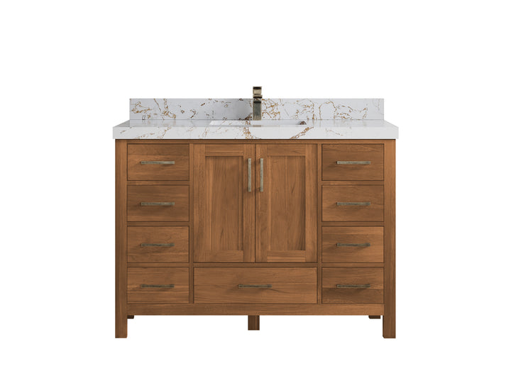 Malibu Teak Wood 48 in. W x 22 in. D Single Sink Bathroom Vanity - photo 42