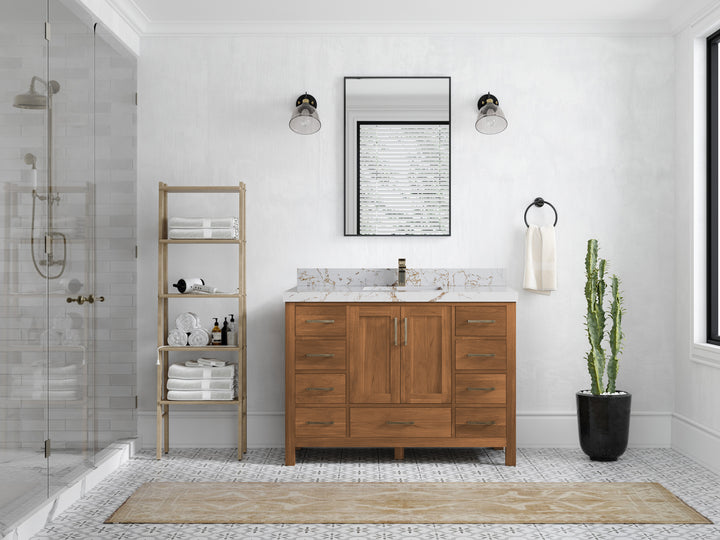 Malibu Teak Wood 48 in. W x 22 in. D Single Sink Bathroom Vanity - photo 43