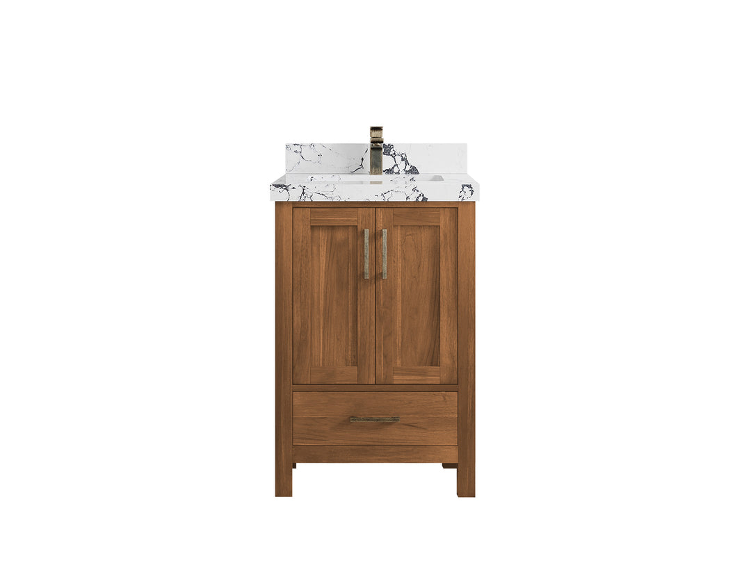 Malibu Teak Wood 24 in. W x 22 in. D Single Sink Bathroom Vanity