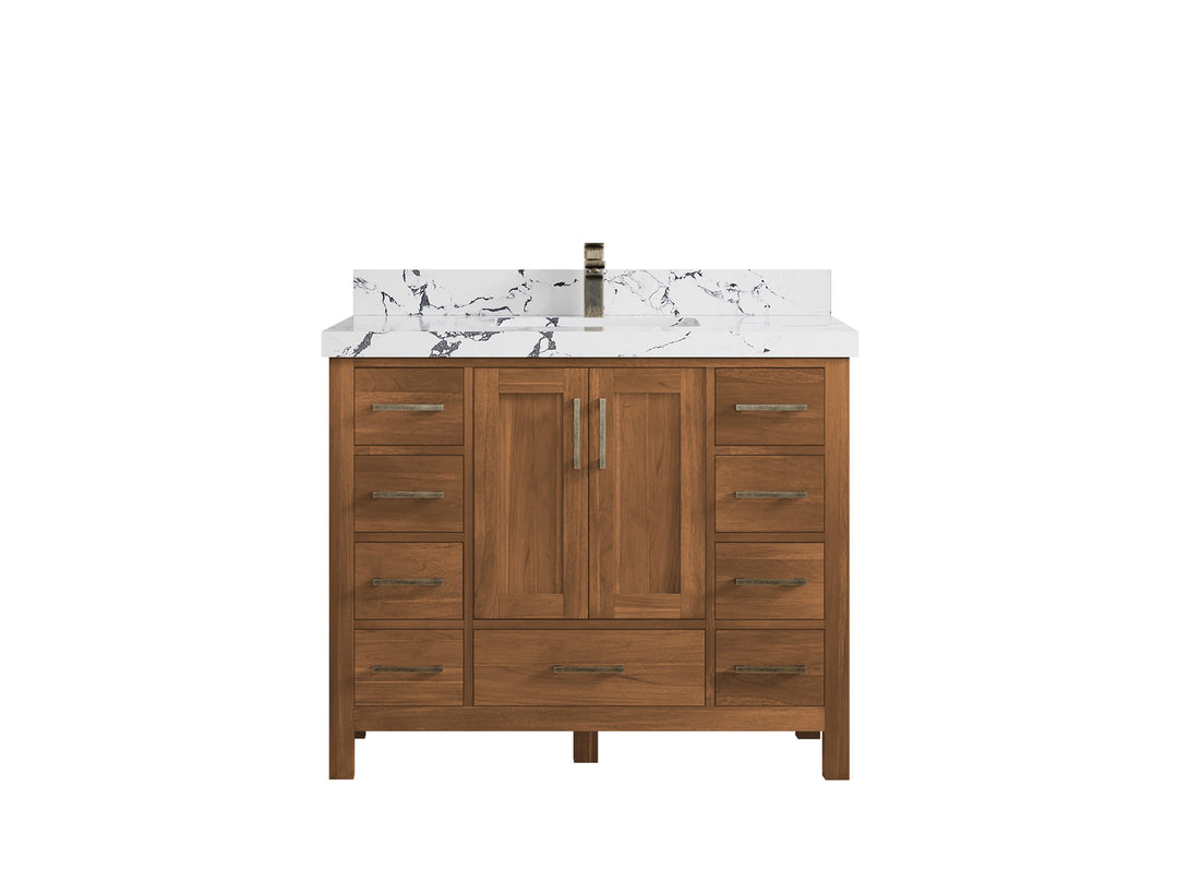 Malibu Teak Wood 42 in. W x 22 in. D Single Sink Bathroom Vanity