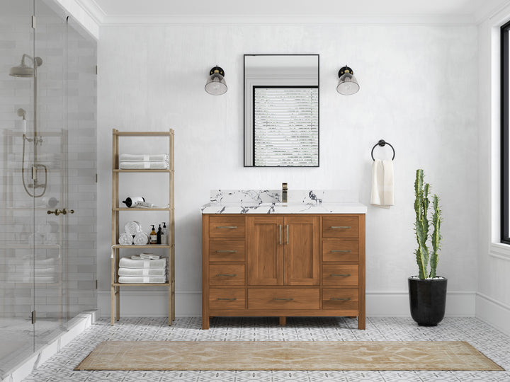 Malibu Teak Wood 48 in. W x 22 in. D Single Sink Bathroom Vanity - photo 45