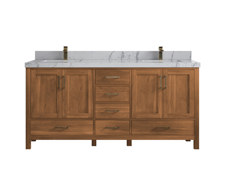 Malibu Teak Wood 72 in. W x 22 in. D Double Sink Bathroom Vanity - photo 43