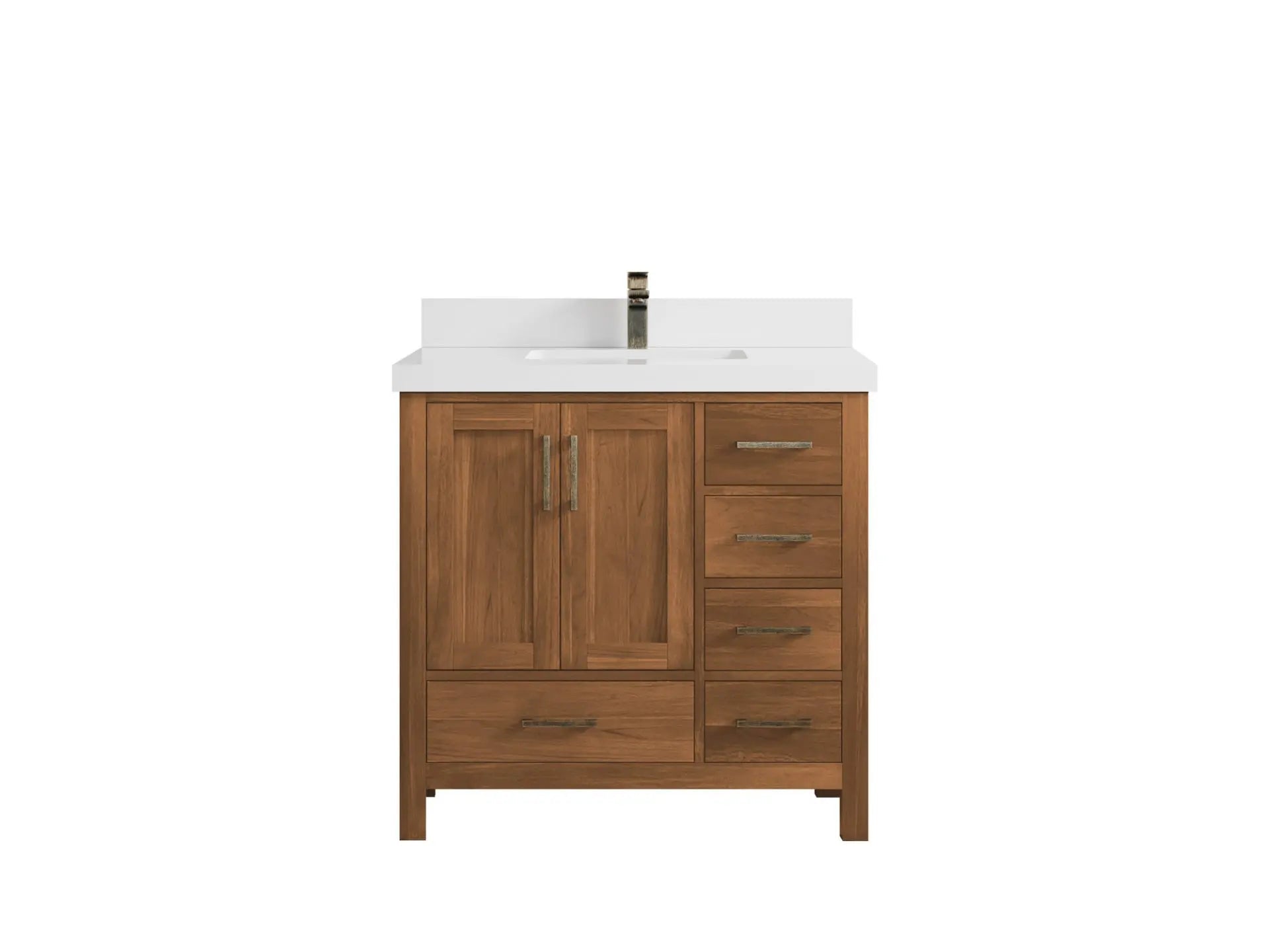 Malibu Teak Wood 36 in. W x 22 in. D Center Sink Bathroom Vanity
