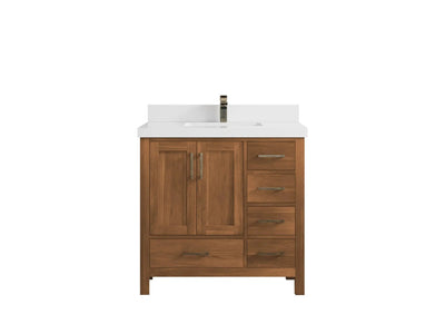Malibu Teak Wood 36 in. W x 22 in. D Center Sink Bathroom Vanity