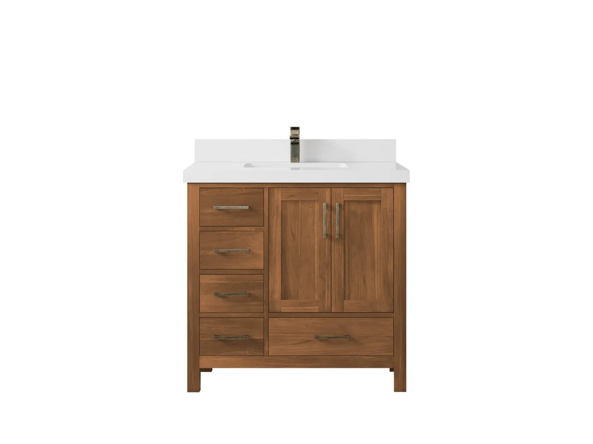 Malibu Teak Wood 36 in. W x 22 in. D Center Sink Bathroom Vanity