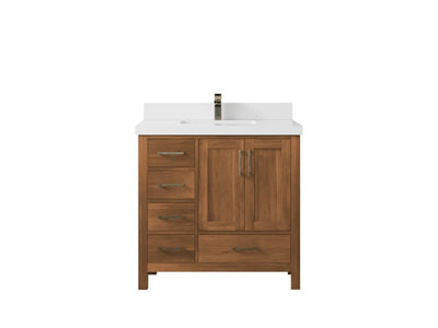 Malibu Teak Wood 36 in. W x 22 in. D Center Sink Bathroom Vanity