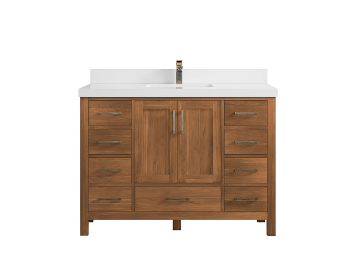Malibu Teak Wood 48 in. W x 22 in. D Single Sink Bathroom Vanity - photo 12