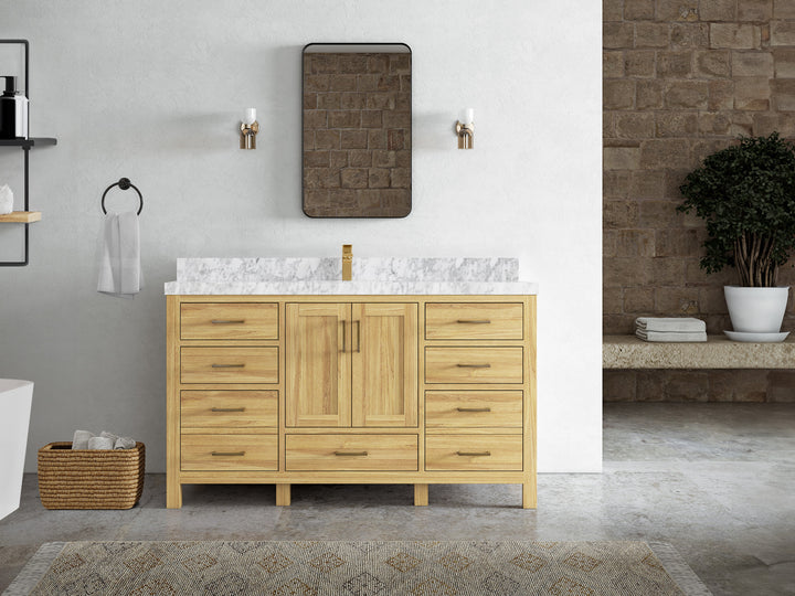 Malibu Teak Wood 60 in. W x 22 in. D Single Sink Bathroom Vanity - photo 24