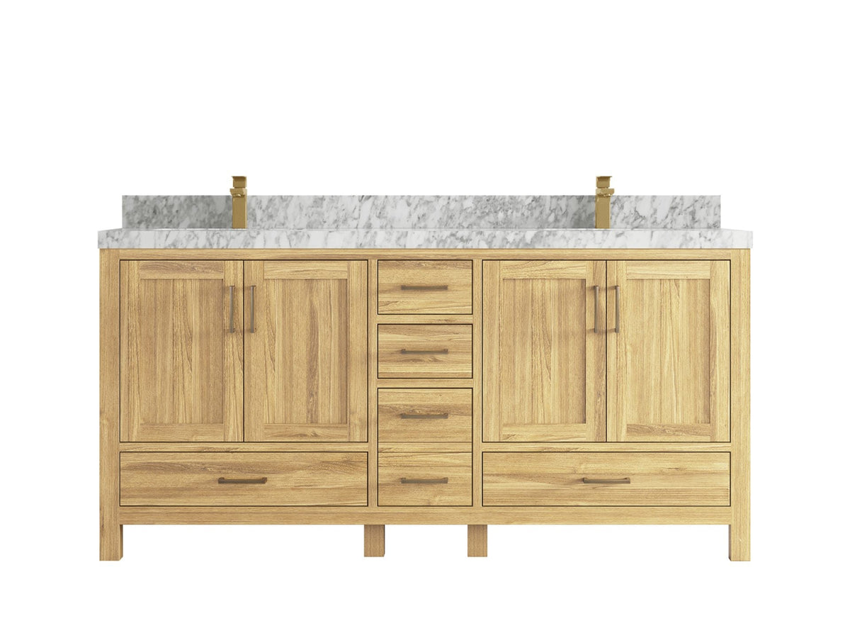 Malibu Teak Wood 72 in. W x 22 in. D Double Sink Bathroom Vanity