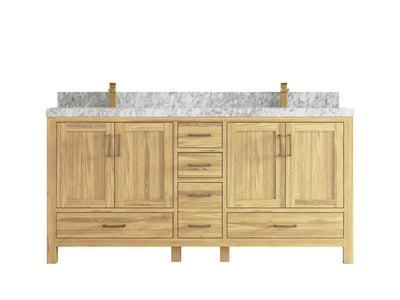 Malibu Teak Wood 72 in. W x 22 in. D Double Sink Bathroom Vanity