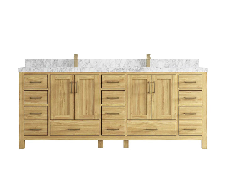 Malibu Teak Wood 84 in. W x 22 in. D Double Sink Bathroom Vanity - photo 26