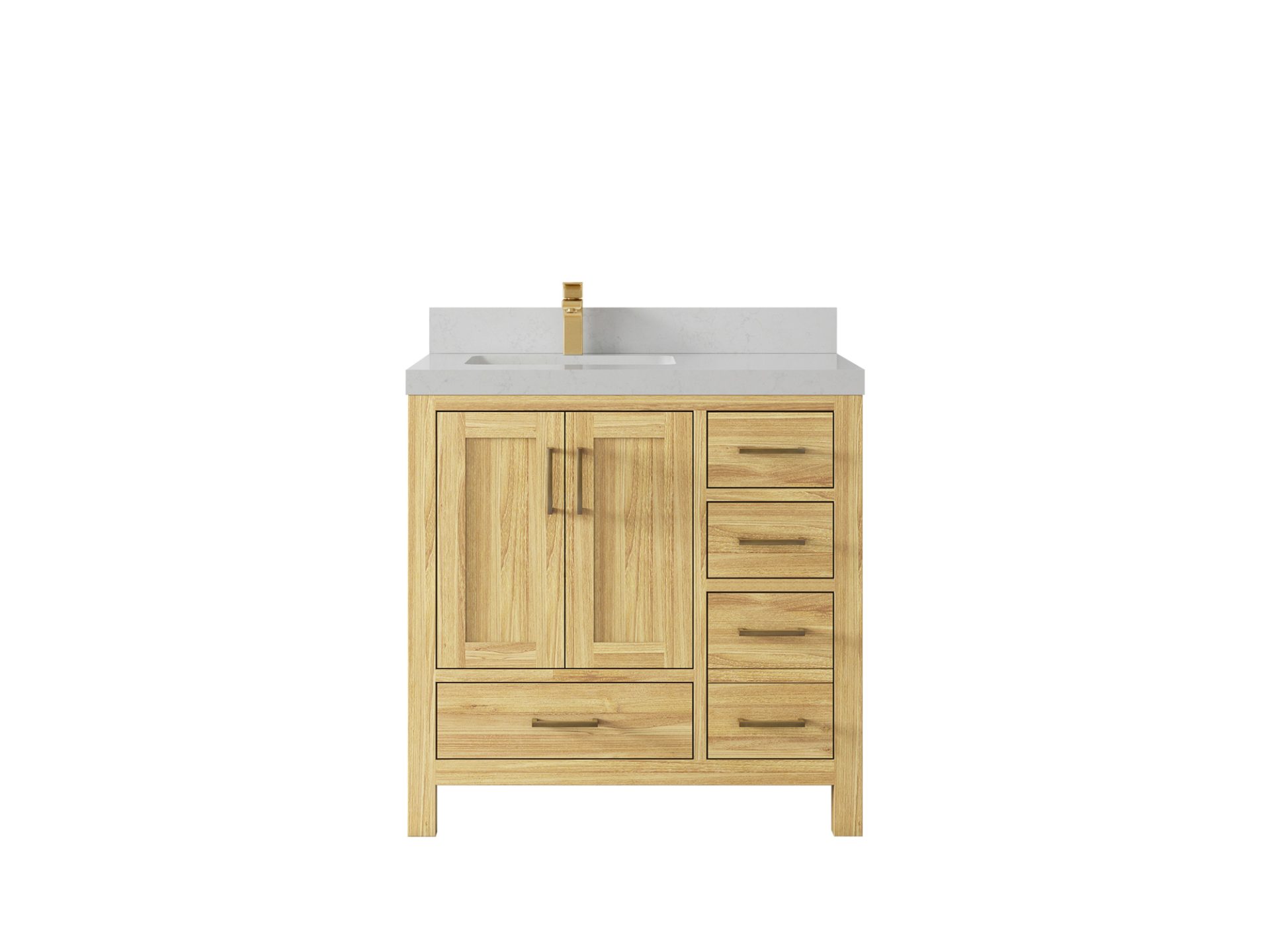 Malibu Teak Wood 36 in. W x 22 in. D Left Offset Sink Bathroom Vanity