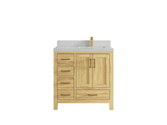 Malibu Teak Wood 36 in. W x 22 in. D Right Offset Sink Bathroom Vanity - photo 25