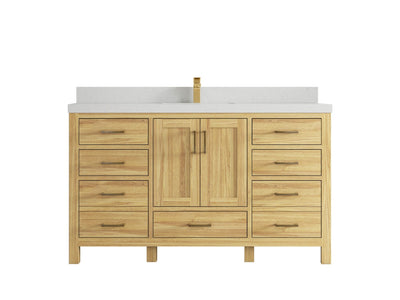 Malibu Teak Wood 60 in. W x 22 in. D Single Sink Bathroom Vanity
