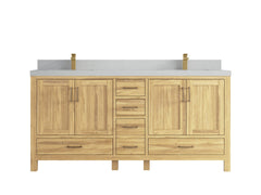 Malibu Teak Wood 72 in. W x 22 in. D Double Sink Bathroom Vanity - photo 26