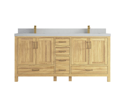 Malibu Teak Wood 72 in. W x 22 in. D Double Sink Bathroom Vanity