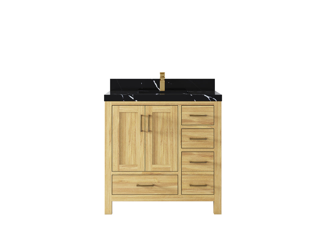 Malibu Teak Wood 36 in. W x 22 in. D Center Sink Bathroom Vanity