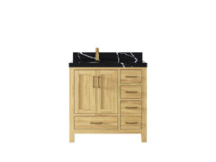 Malibu Teak Wood 36 in. W x 22 in. D Left Offset Sink Bathroom Vanity - photo 14