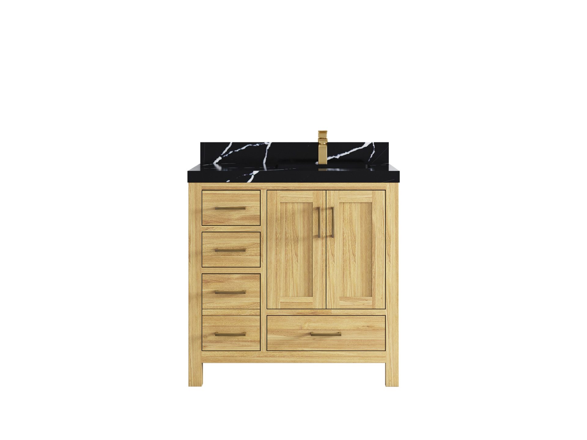 Malibu Teak Wood 36 in. W x 22 in. D Right Offset Sink Bathroom Vanity