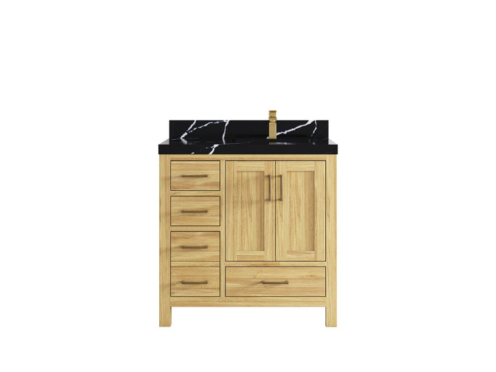 Malibu Teak Wood 36 in. W x 22 in. D Right Offset Sink Bathroom Vanity - photo 13
