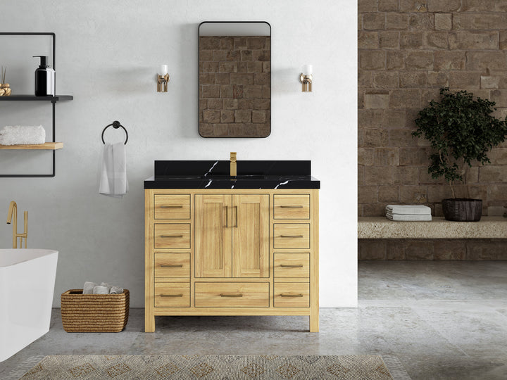 Malibu Teak Wood 42 in. W x 22 in. D Single Sink Bathroom Vanity - photo 17