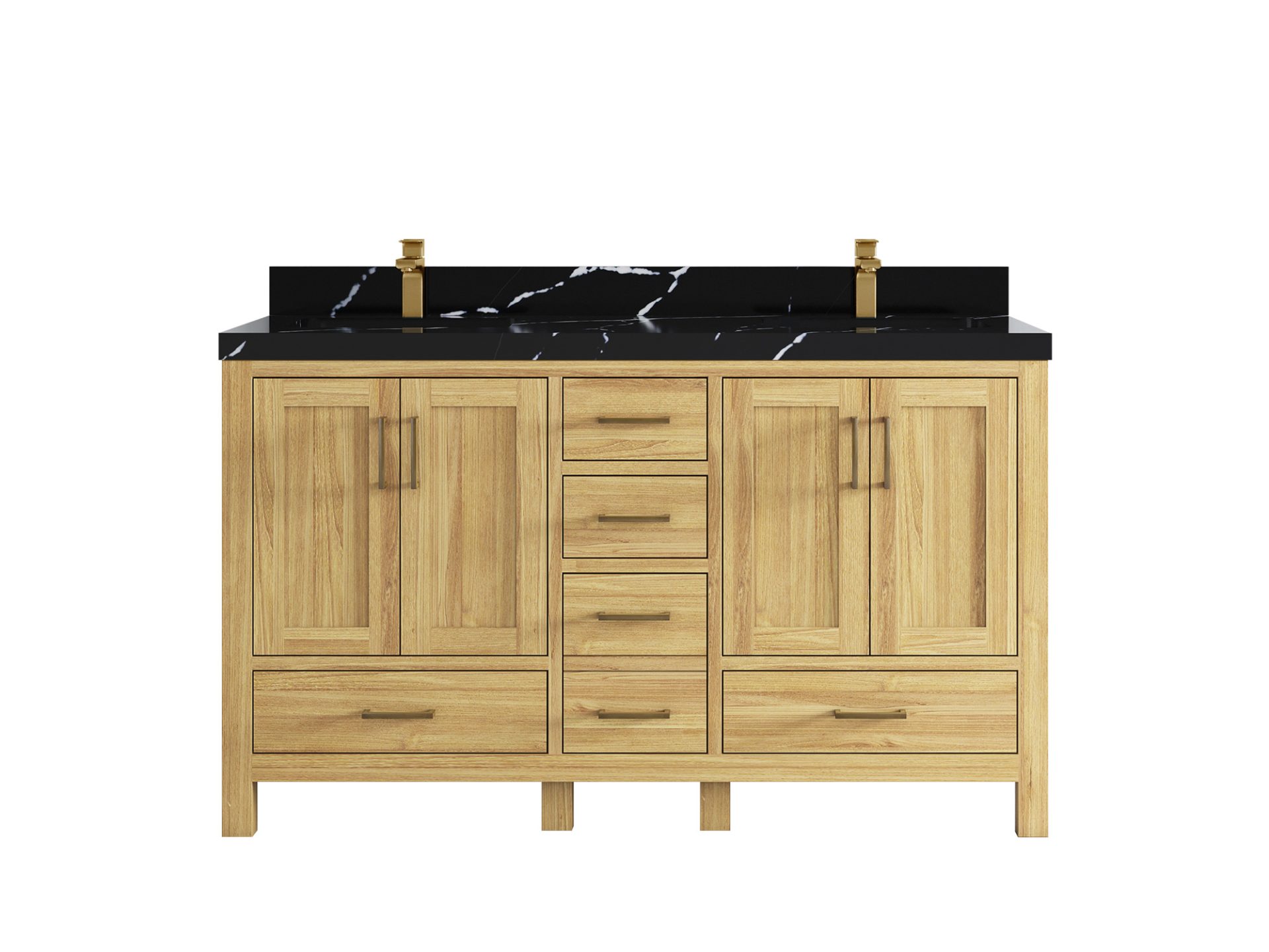 Malibu Teak Wood 60 in. W x 22 in. D Double Sink Bathroom Vanity