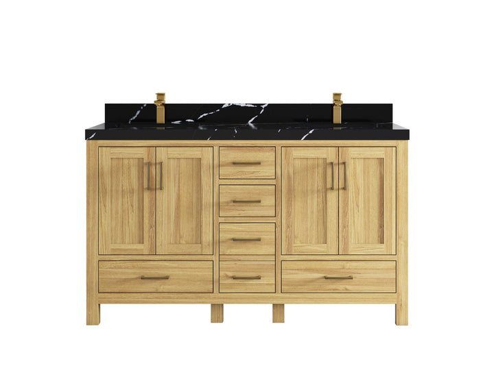 Malibu Teak Wood 60 in. W x 22 in. D Double Sink Bathroom Vanity - photo 8