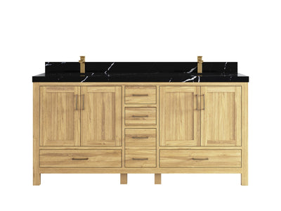 Malibu Teak Wood 72 in. W x 22 in. D Double Sink Bathroom Vanity
