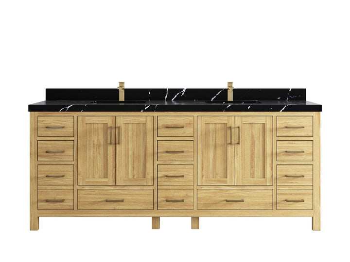 Malibu Teak Wood 84 in. W x 22 in. D Double Sink Bathroom Vanity - photo 16