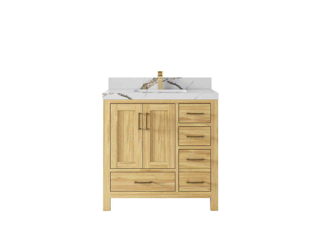 Malibu Teak Wood 36 in. W x 22 in. D Center Sink Bathroom Vanity