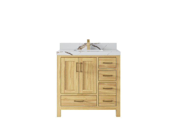 Malibu Teak Wood 36 in. W x 22 in. D Center Sink Bathroom Vanity - photo 17