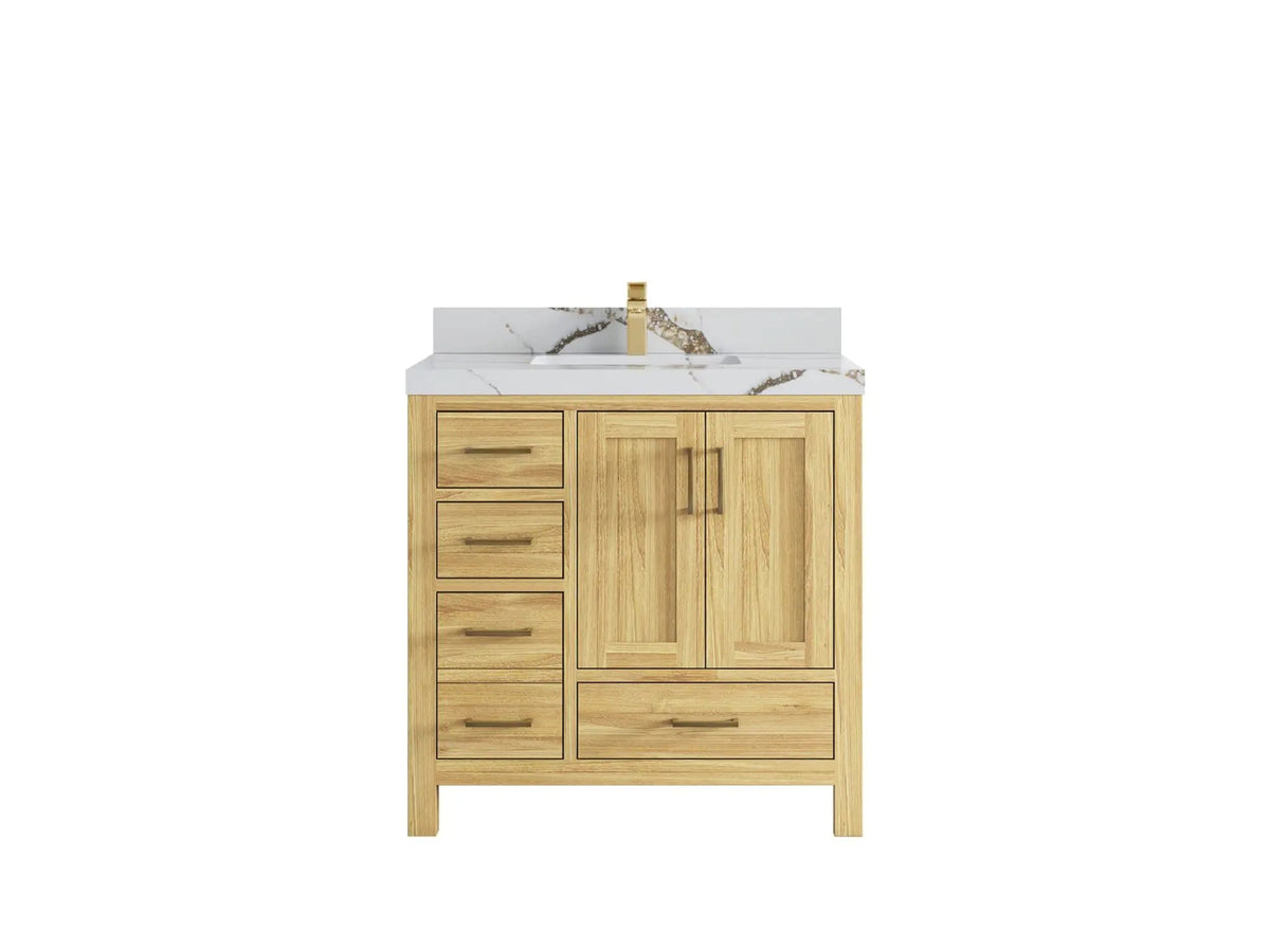 Malibu Teak Wood 36 in. W x 22 in. D Center Sink Bathroom Vanity