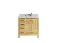 Malibu Teak Wood 36 in. W x 22 in. D Right Offset Sink Bathroom Vanity - photo 15
