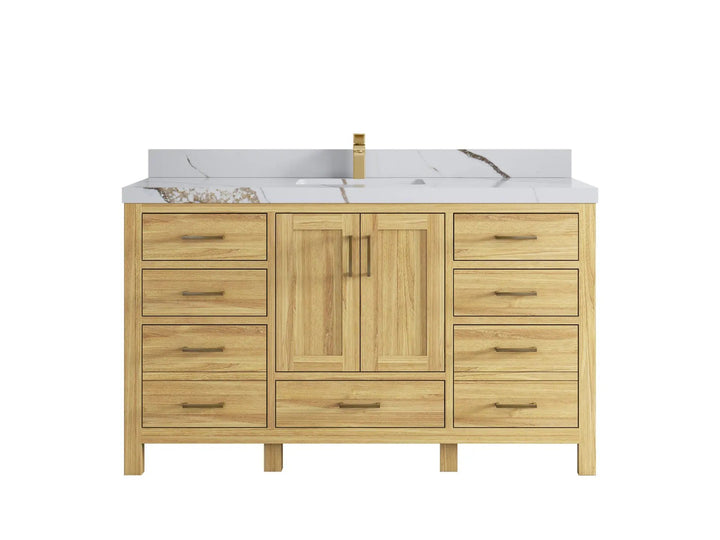 Malibu Teak Wood 60 in. W x 22 in. D Single Sink Bathroom Vanity - photo 15