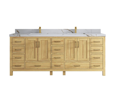 Malibu Teak Wood 84 in. W x 22 in. D Double Sink Bathroom Vanity