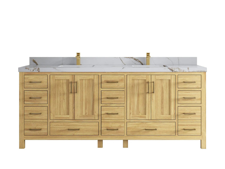 Malibu Teak Wood 84 in. W x 22 in. D Double Sink Bathroom Vanity - photo 20