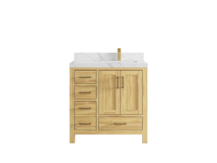 Malibu Teak Wood 36 in. W x 22 in. D Right Offset Sink Bathroom Vanity - photo 17